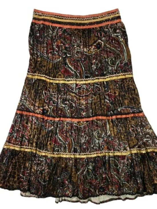 Vtg NWT Velvet Maxi Skirt M Animal Print Paisley Whimsigoth Fairy Grunge Y2K 90s - Picture 3 of 7